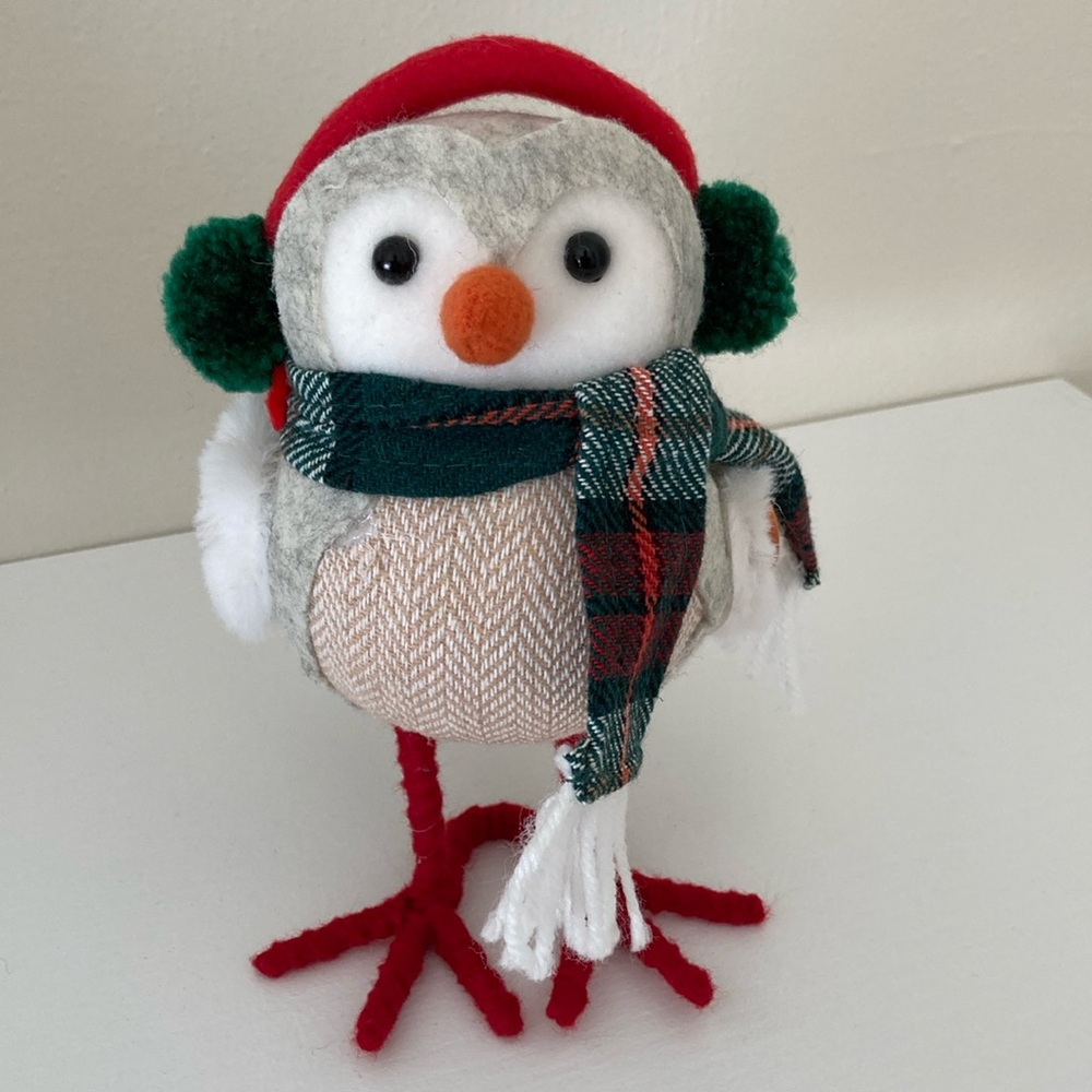 2 for $20/ Festive Holiday Bird - Red and Green Earmuffs and Scarf